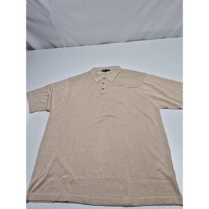 Enzone Polo Shirt Mens 2XL Beige Silk Cotton Knit Short Sleeve Casual Soft
